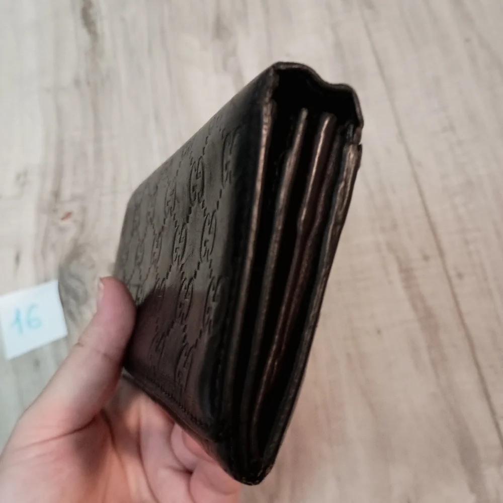 Bi-fold long wallet Hook Brown leather - Picture 4 of 11